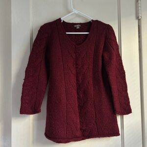 J. Jill Deep Red V-Neck Sweater